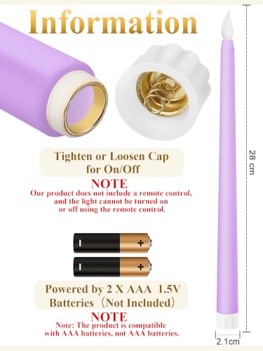 Image of Treela 36 Pieces Flameless Taper Candles Flickering Faux LED Battery Operated Electric Fake Candles for Christmas Halloween Birthday Wedding Party(Multicolor,0.8x11 Inches,Smooth)