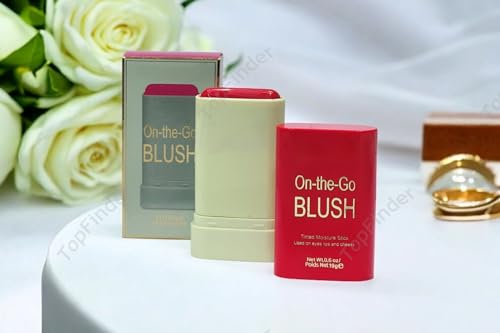 Image of On The Go Blush Stick | | Blendable & Buildable Tinted, Long-Lasting | Matte Finish For All Skin | Blusher for Cheeks & Lips, Highlighter For Face Makeup | Natural Glow with Olive, Vitamin E | 2-in-1 Cream Multi-Use Makeup Blush Stick For Cheeks (Coral Pink)