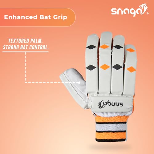 Image of Snaga School Cricket Batting Gloves - for Beginner cricketers /PVC Palm /Nylon Stitch /Fully Paded Gloves /Full Fingered Gloves for Perfect Grip and Maximum Protection (Men)(14 Years and Above)