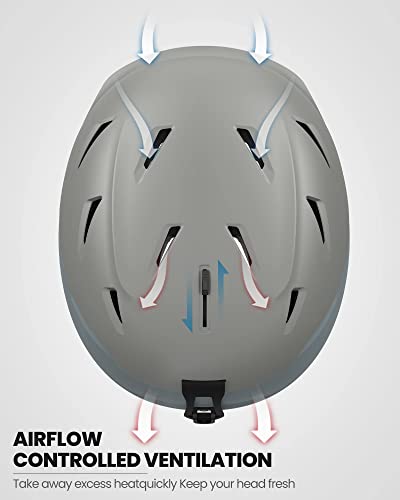 Outdoormaster Garnet Ski Helmet - Adjustable 16 Vents In Climate Control - Snowboard Helmet For Kids, Youth, Men, Women - Grey,L #TOP3
