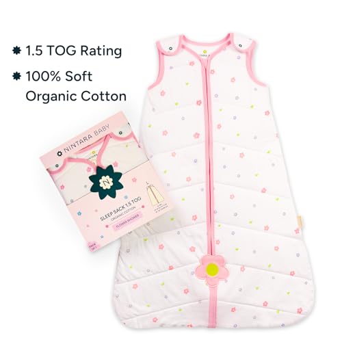 Image of NINTARABABY 1.5 TOG Sleep Sack - Organic Cotton | Soft, Breathable, Winter Swaddle, Wearable Blanket for Newborns (15-24 Months), Unisex Sleeping Bag, Gifts for Babies