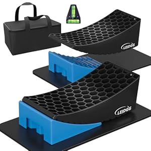2Packs RV Leveling Blocks System Kit Camper Leveling Blocks for RVS Trailer with Carrying Bag, Anti-Slip Mats, T Bubble Level Up to 35000 LBS Blue