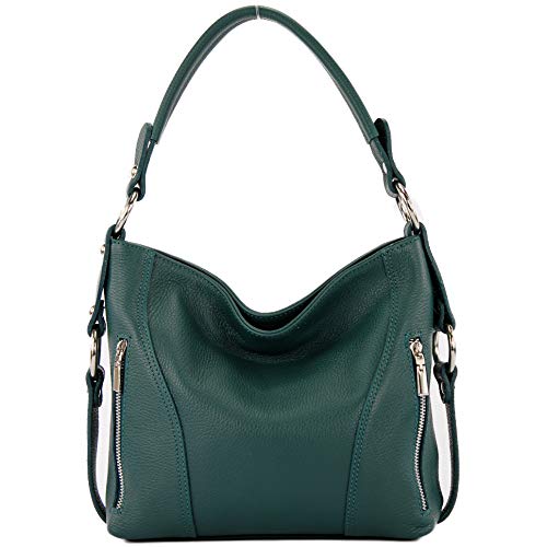 modamoda de T202 Damen Leder Henkeltasche Schultertasche handmade in Italy, Farbe:Petrol