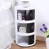 Comodino rotondo moderno con cassetti - dimensioni ridotte per la camera da letto - Grigio L40.5xLg40.5xAlt45.5 cm