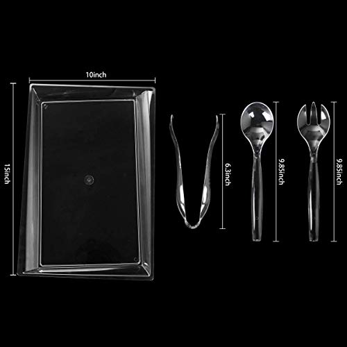 image for WELLIFE 24 Pack Plastic Serving Tray with Disposable Utensils, 6 Asymm