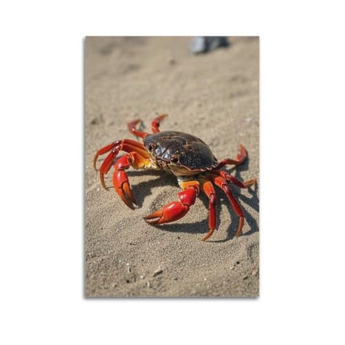 Poster crabe rouge ZHOUKEG 60x90 cm suspendu pour décoration murale
