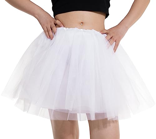 DGSHIRLDJO Jupe Tutu pour Femmes, Jupe Vintage en Tulle élastique à 4 Couches pour Adultes et Adolescentes, Jupe de Ballet, Jupe de Danse pour Le Costume d'halloween...