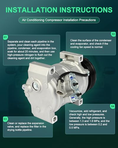 Image of SCITOO AC Compressor fit for Cadillac DeVille 4.6L 2000-2005 | Fast Cooling, Ultra Low Noise (≤72 dB)Air Conditioner Compressor with Clutch, Easy Installation, 10366546 15036041
