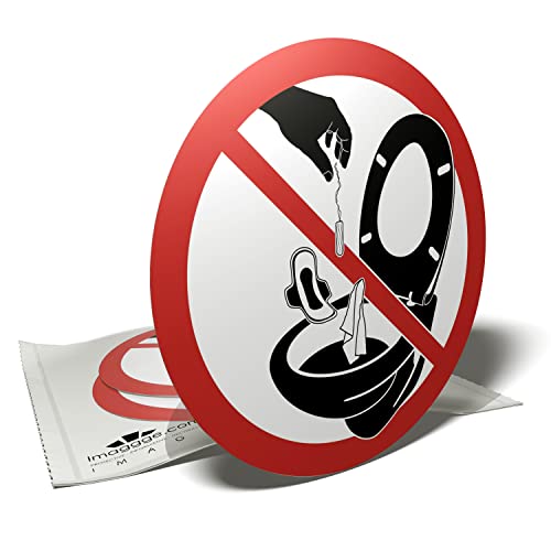 Autocollant pour cuvette de toilettes - Ne rien jeter dans les WC - 3 stickers ronds - 9,5cm