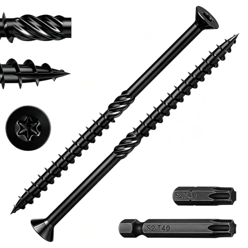 Image of Wensilon 5 /16 * 6 inch Black Deck Screws, (69pcs) 5 lbs.Exterior Wood Screws, Rust Resistant Epoxy Coated, Bronze, Star Bit