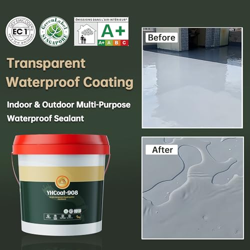 Image of 35 oz Transparent Waterproof Coating, Clear Liquid Sealant Invisible Waterproofing Adhesive Leak Repair Agent for Concrete, Wall, Wood, Brick, Water-Based Outdoor & Indoor Paint Sealer 1KG