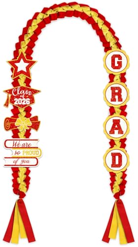 Image of Tifeson Graduation Leis Decorations 2026 - Handmade Double Braided Graduation Ribbon Leis with Glitter Pins for Him Her High School College Congrats Grad Gifts Party Supplies