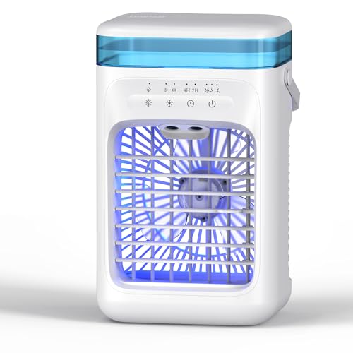 Portable Air Conditioner, 2026 Upgrade Evaporative Mini Portable AC Unit with 3 Adjustable Speed 2-4H Timer & 7-Color LED, Compact Cooling Fan for Bedroom, Home, Office, Small Rooms