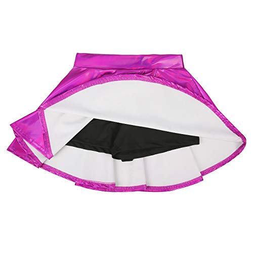 Image of HDE Girl's Metallic Skater Skort Dance Athletic Shiny Holographic Scooter Skirt