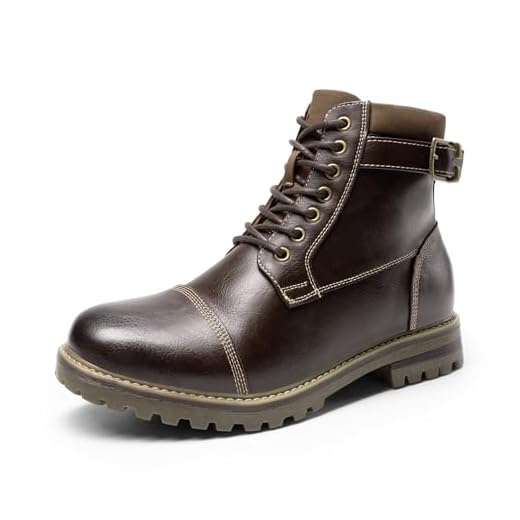 Bruno Marc Men's Engle-05 Dark Brown Motorcycle Combat Oxford Boots Size 10 M US