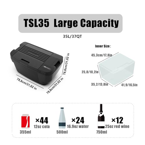 Alpicool TSL35 35L Kompressor Kühlbox für Tesla Model Y, 12v Mini Kühlschrank Elektrische Auto kühlschrank Camping Gefrierbox Klein Tragbare für Auto (Für 2024 und frühere Versionen)