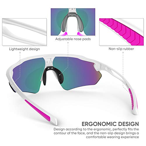 Sports Sunglasses Bike Cycling Sunglasses For Men Women With 5 Interchangeable Lens,Polarized Sunglasses With Anti-Uv400 For Driving Fishing Golf #TOP4