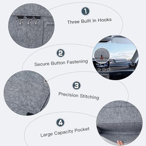 Wusboo 2 Teiliges Hängeorganizer, Set Wandorganizer Hängend Filz, Organizer zum Hängen, 6 Fächer, 3 Haken, Geeignet, Organizer Hängend für Türen, Badezimmer, Flure, Büros, Wohnmobilund Camping