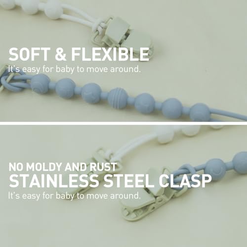 Image of SNOWIE SOFT 2pcs Anti Lost Pacifier Chain Strap Pacifier Clip for Toddlers Silicone Pacifier Clip Silicone Soother Toy Silicone Baby Pacifier Clip Teething Relief Teether Toy Pacifier