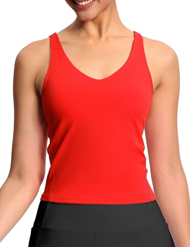 Image of THE GYM PEOPLE Women's Longline Sports Bra Wirefree Padded Workout Yoga Tank Top