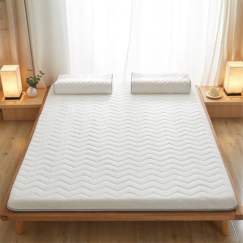 Colchón plegable tipo futón de 5 cm de grosor, colchón portátil enrollable para cama individual, cama doble, dormitorio, apartamento, color rosa, 100 x 190 cm