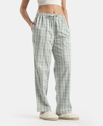 Image of Jockey RX06 Women's Super Combed Cotton Woven Fabric Relaxed Fit Striped Pyjama with Side Pockets (Checks & Prints May Vary)