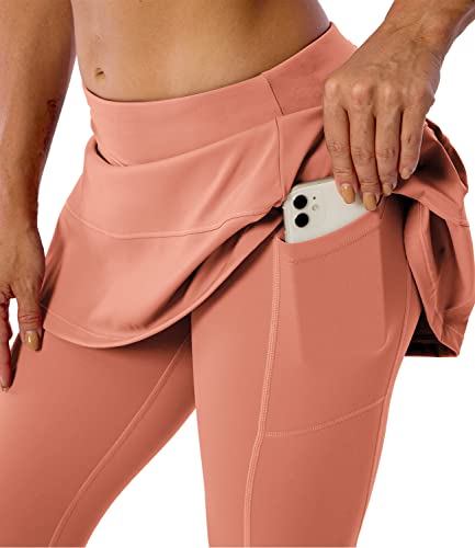 Meivso Women's Pleated Workout Tennis Skirt Capri Active Sports Skirted Leggings Running Golf Skort With Pockets Pink L #TOP3