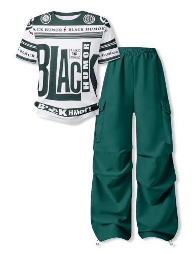 Image of Girls Clothes 2 Piece Short Sleeve T-Shirt Tops & Camo Pants Spring Summer Casual Outfits for Teen Tween Girl 7-14Y