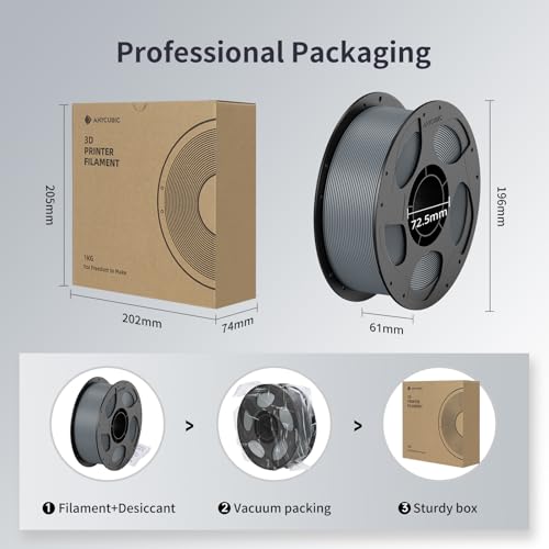 Image of ANYCUBIC 3D Printer Filament PLA Bundle, PLA Filament 1.75mm Dimensional Accuracy + /- 0.02mm, 1KG Reusable Spool, 2KG Black+Texture Grey