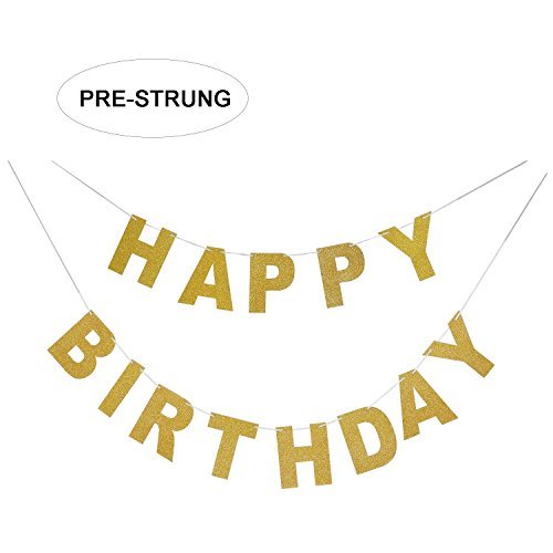 Sparkly Gold Glitter Happy Birthday Banner | Birthday Party Decorations | Gold Happy Birthday Sign | Gold Party Supply
