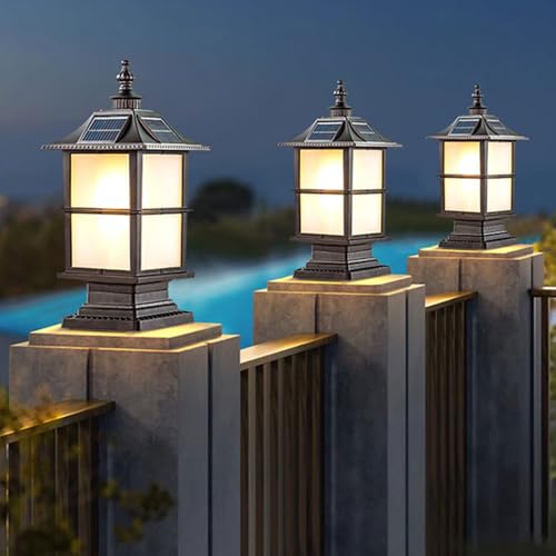 Lámpara solar impermeable con tapa de poste para iluminación exterior de vallas 2