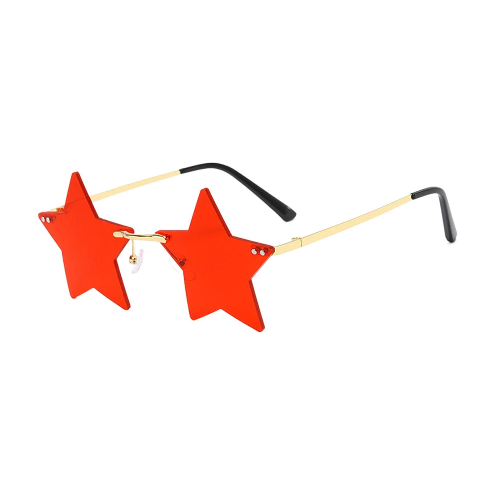 Star Shape Sunglasses Holiday Prom Beach Pentagram Rimless Glasses Red-image-48