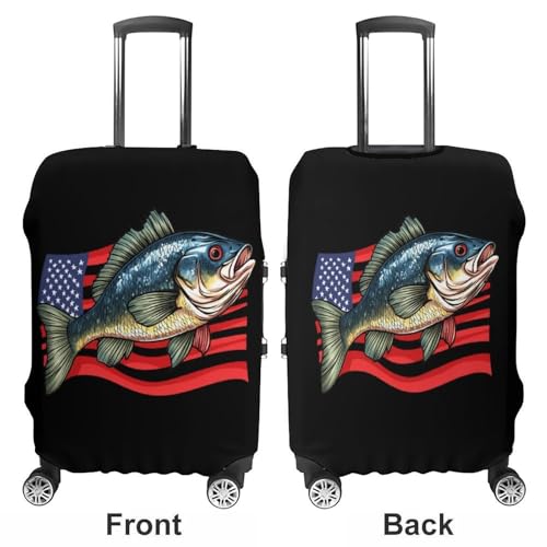 Bass Fish U.S.A. Flag Travel Luggage Cover for Suitcase 19-32 Inches Elastic Washable Baggage Protector3