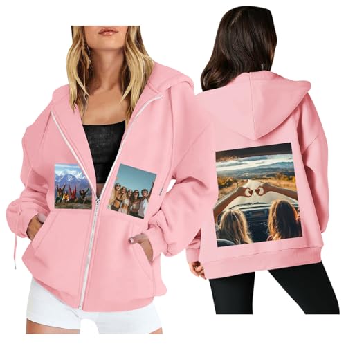 Image of Custom Jackets Design Your Own Full Zipper Hooded Sweatshirt Custom Sweatshirt T Shirts Add Your Own Text or Picture