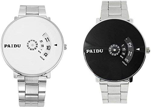 Lalas Enterprise Stainless Steel Belt Analogue Combo Watches for Mens (Black & White Set) (B07BFLKTYP) Amazon Price History, Amazon Price Tracker