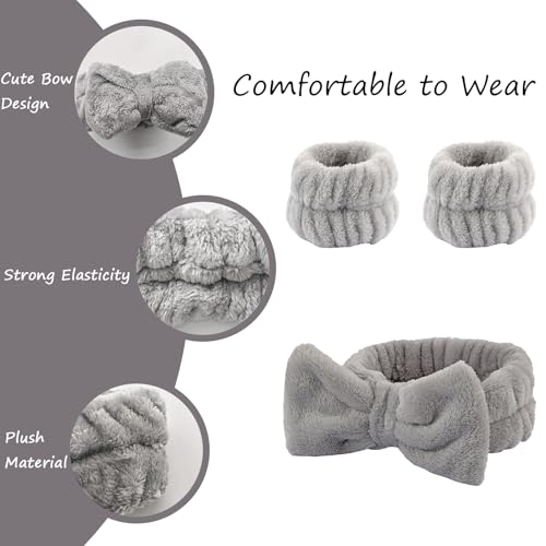 12 Pcs Coral Velvet Spa Headband and Wristbands Set, Makeup and Skincare Headbands and Hair Ties for Women, Soft Stretchy Facial Headband and Wristbands for Face Washing - Image 4