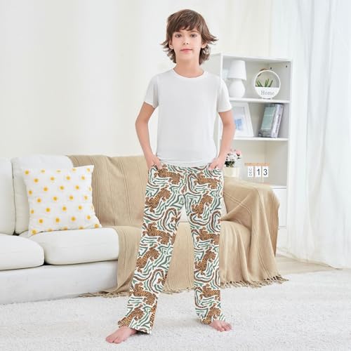 Boys' Pants Tiger Animal Cool Long Bottoms Jogger Pants Elastic Waist Trousers with Pockets S-XL3
