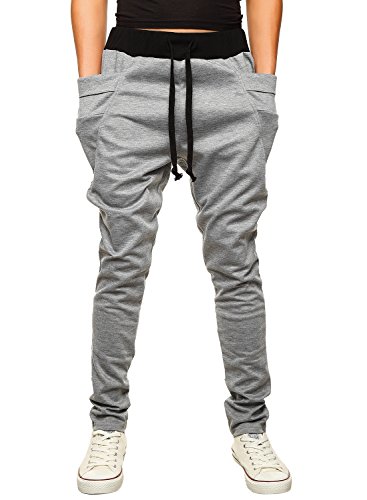 HEMOON Men's Jogging Pants Tracksuit Training Running Trousers Grey M