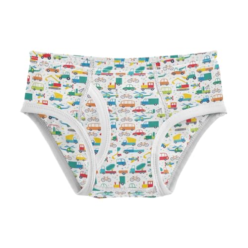 Boys' Exclusive Briefs Toddler Underwear 95% Combed Cotton Boxerbriefs 2T Assorted Vehicle Pattern Cars 25
