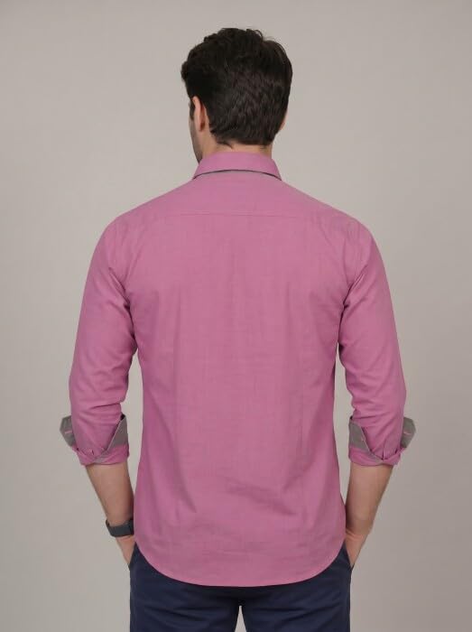 Image of Diverse Men's Cotton Blend Shirt with Pocket Design Spread Collar Full Sleeves Regular Fit and Standard Length | Comfortable Cotton Casual Shirt for Man