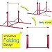 PreGymnastic Folding Junior Training Bar/Horizontal Training Bar Kip Bar Stainless Steel Regulating Arm & Strong Fiberglass Rail (Hot Pink)