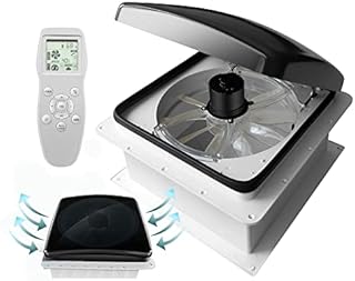 hurrventer Build-in Rain Shield Rv Roof Vent Fan Trailer Remote Control 10 Speed 1pc (Blue)