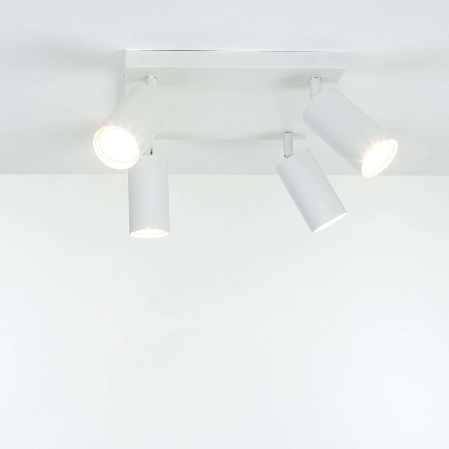 Reflektor sufitowy metalowy GU10 4-płomienny W: 25 cm obrotowy regulowany biały mały sufit lampa sufitowa salon światło sufit kuchnia korytarz