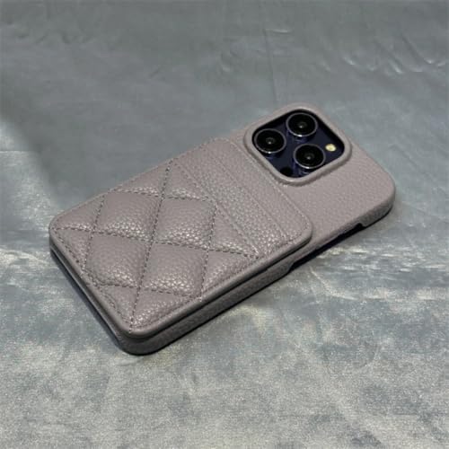 Étui de luxe iPhone 14 Pro Max avec motif quadrillé et fente cartes