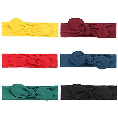 6 Pcs Solid Color Headbands for Women Turban Headwraps Hair Bands Womens Headbands Fashion Bow Knot Hair Accessories for Women (Color B)