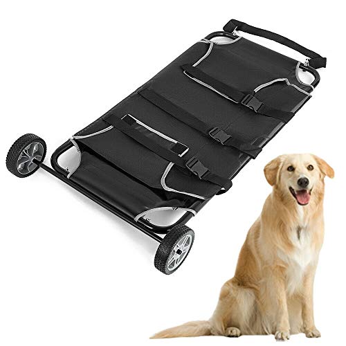 GDAE10 Animal Stretcher, Pet Trolley Pet Bed 2 Castors 250lb Capacity Mesh Style with 2 Wheels for Dog and Other Animal - 45x27''- US Stock