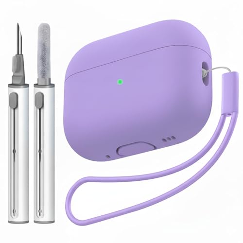 Tandoler Airpods Pro 3�p�P�[�X�A�\�t�g�V���R���X�L���J�o�[�ی�P�[�X �N���[�i�[�L�b�g�ƃX�g���b�v�t�� AirPod Pro��3����Ή� �t�����gLED��(�o�C�I���b�g)