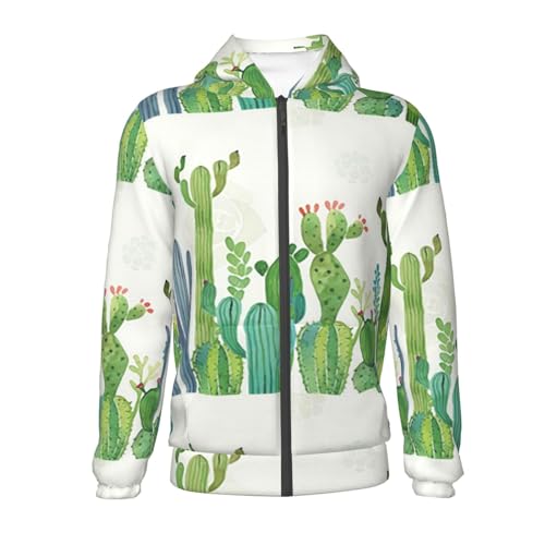 Cartoon Cactus Kids Pullover Hoodies Boys Zip Up Sweatshirts Girls Athletic Clothes with Pocket2