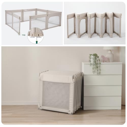Image of Doradotey 10 Panel Foldable Baby Playpen for Toddlers 1-3, Adjustable Shape Large Indoor Playard, No Tools Assembly, 360 Breathable Mesh, Separate Washable Panels Safety Fence,Grey