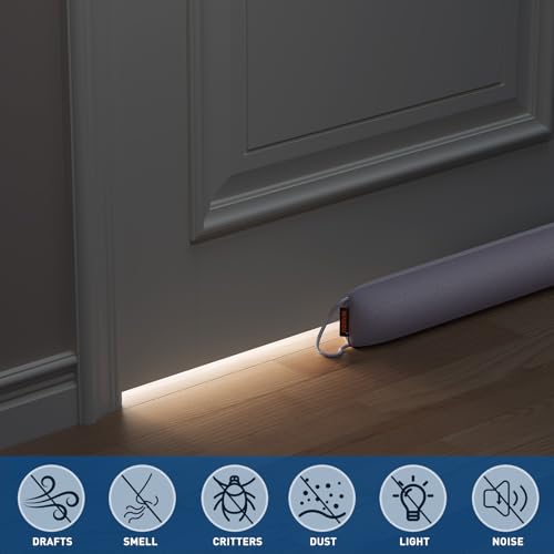 Image of MAGZO Door Draft Stopper, 32 Inch Under Door Draft Blocker Noise Stopper, Weighted Wind Blocker Draft Guard for Bottom of Door, Gray